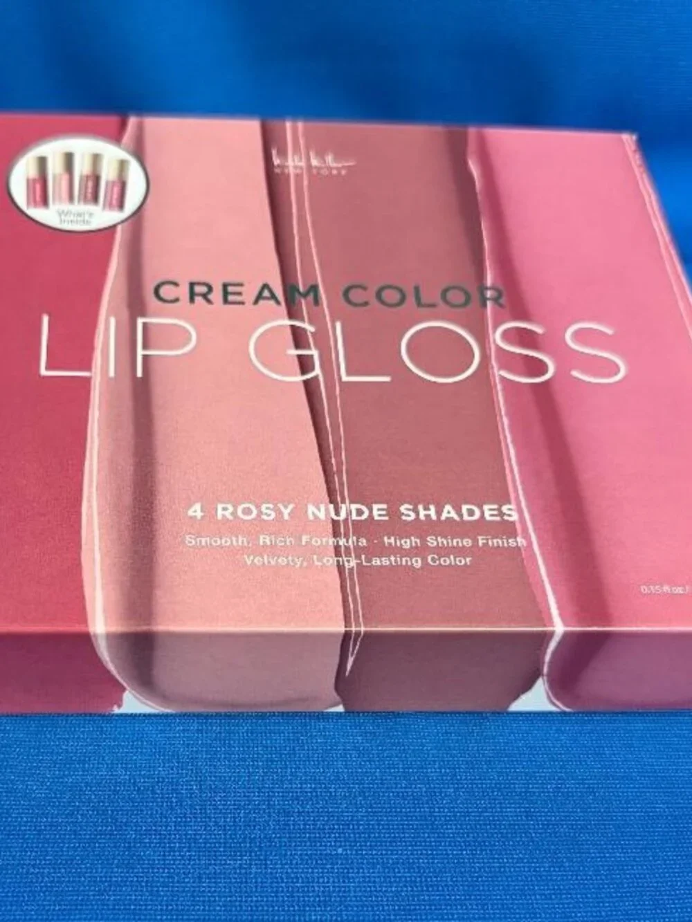 NICOLE MILLER NEW YORK 4 PACK ROSY NUDE HIGH SHINE SHADES CREAM COLOR LIP GLOSS